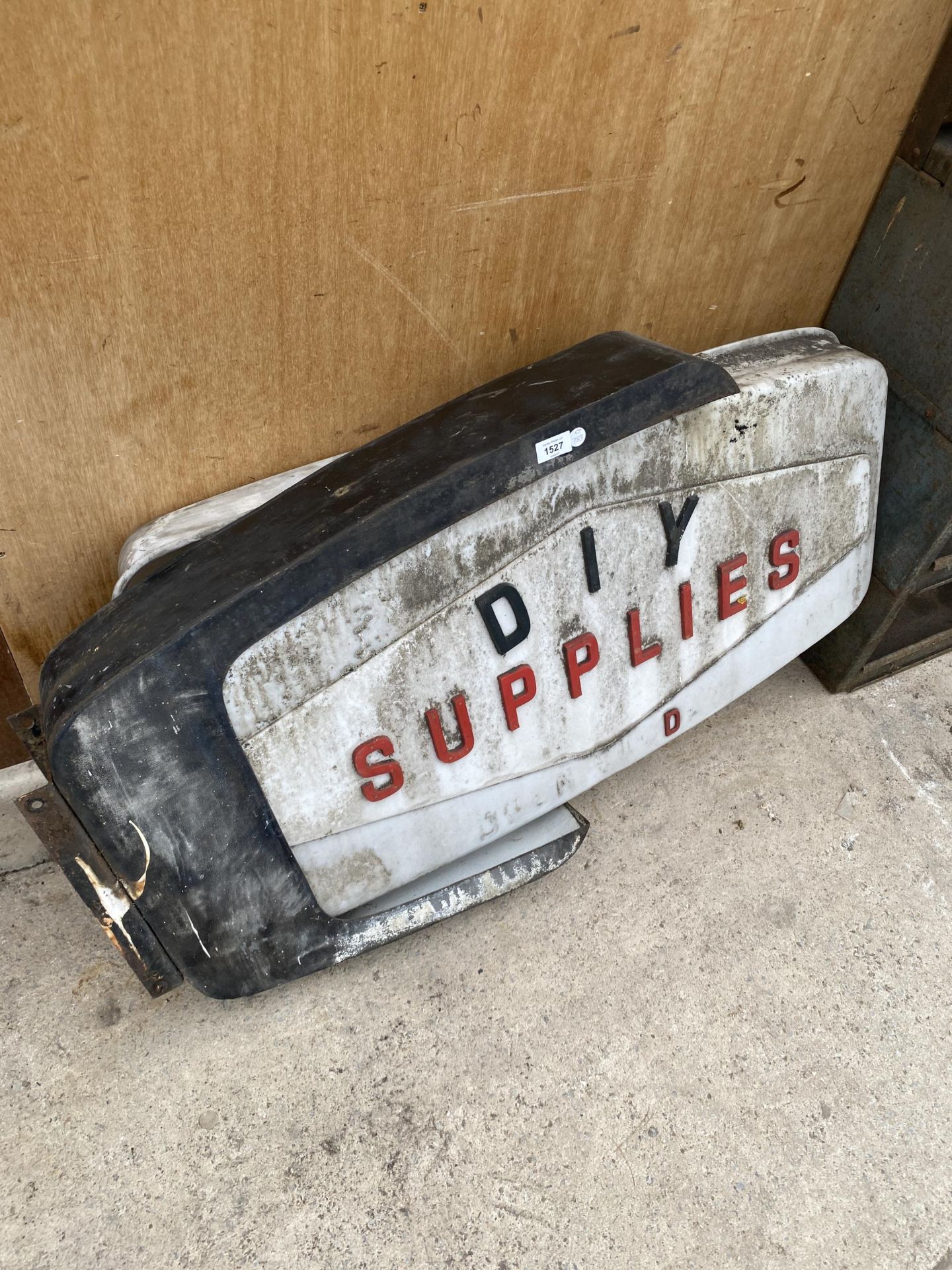 A VINTAGE DIY SUPPLIES ILLUMINATED SHOP SIGN, LENGTH 108CM