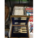 A GROUP OF VINTAGE CASED SILVER PLATED FLATWARE