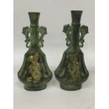 A PAIR OF ORIENTAL BRONZE DRAGON VASES