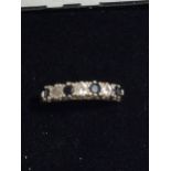 A 9CT GOLD RING WITH SAPPHIRES AND CZ STONES, WEIGHT 1.7G, SIZE M AND A HALF