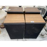 A PAIR OF WOODEN CASED AIWA SPEAKERS AND A PAIR OF WOODEN CASED SHARP SPEAKERS