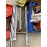 A GROUP OF HEAVY DUTY LONG DRILL BITS, BLADES ETC