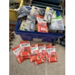 A BOX OF AS NEW MIXED POWER TOOL PARTS TO INCLUDE DRILL BELTS, MOTOR PARTS, ETC