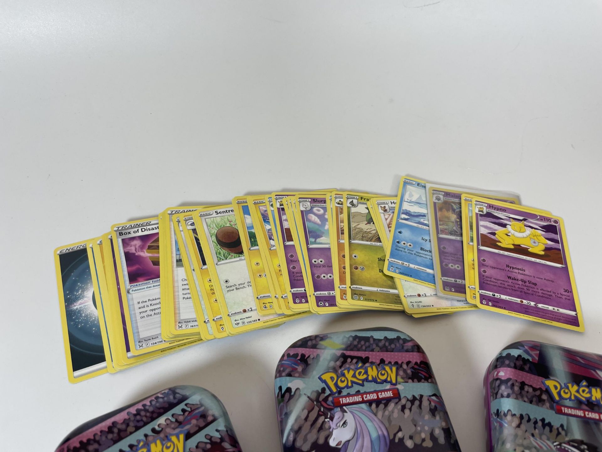 THREE TINS OF ASSORTED POKEMON CARDS, HOLOS ETC - Image 5 of 5