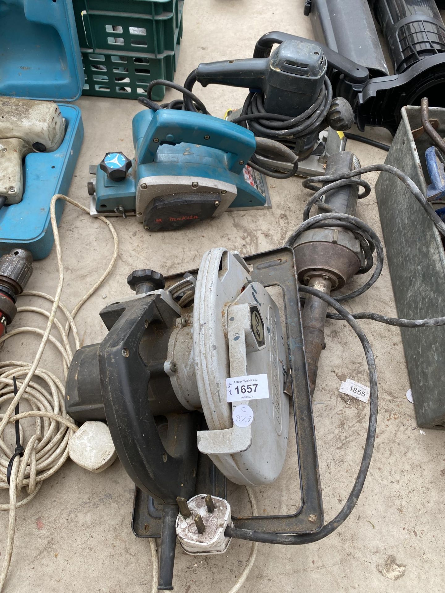 FOUR ASSORTED POWER TOOLS - MAKITA BELT SANDER ETC