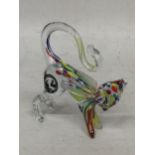 A MURANO COLOURED GLASS CAT ANIMAL FIGURE