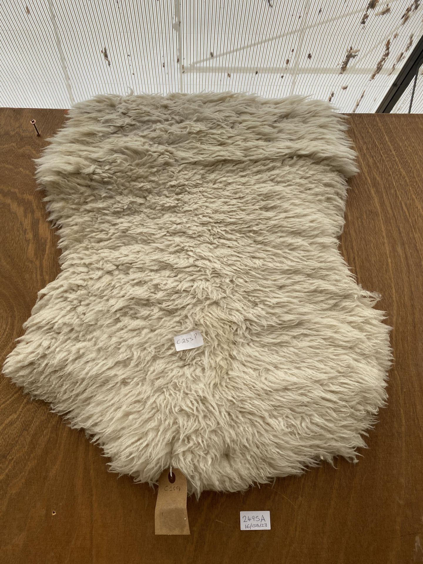 A SMALL SHEEP SKIN RUG