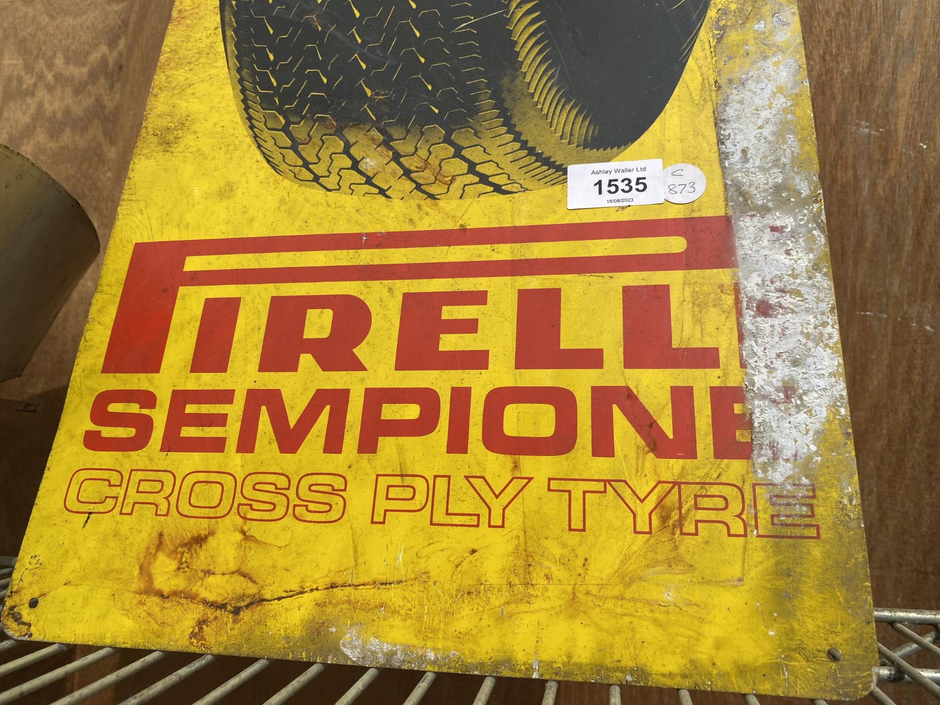 A BELIEVED ORIGINAL, TIN PIRELLI TYRES SIGN, HEIGHT 76CM - Image 3 of 3