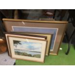 A MIXED GROUP OF FRAMED PRINTS, PENCIL SIGNED BOB RICHARDSON PRINT ETC