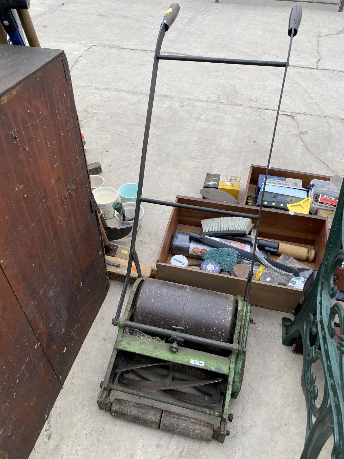 A VINTAGE PUSH LAWN MOWER