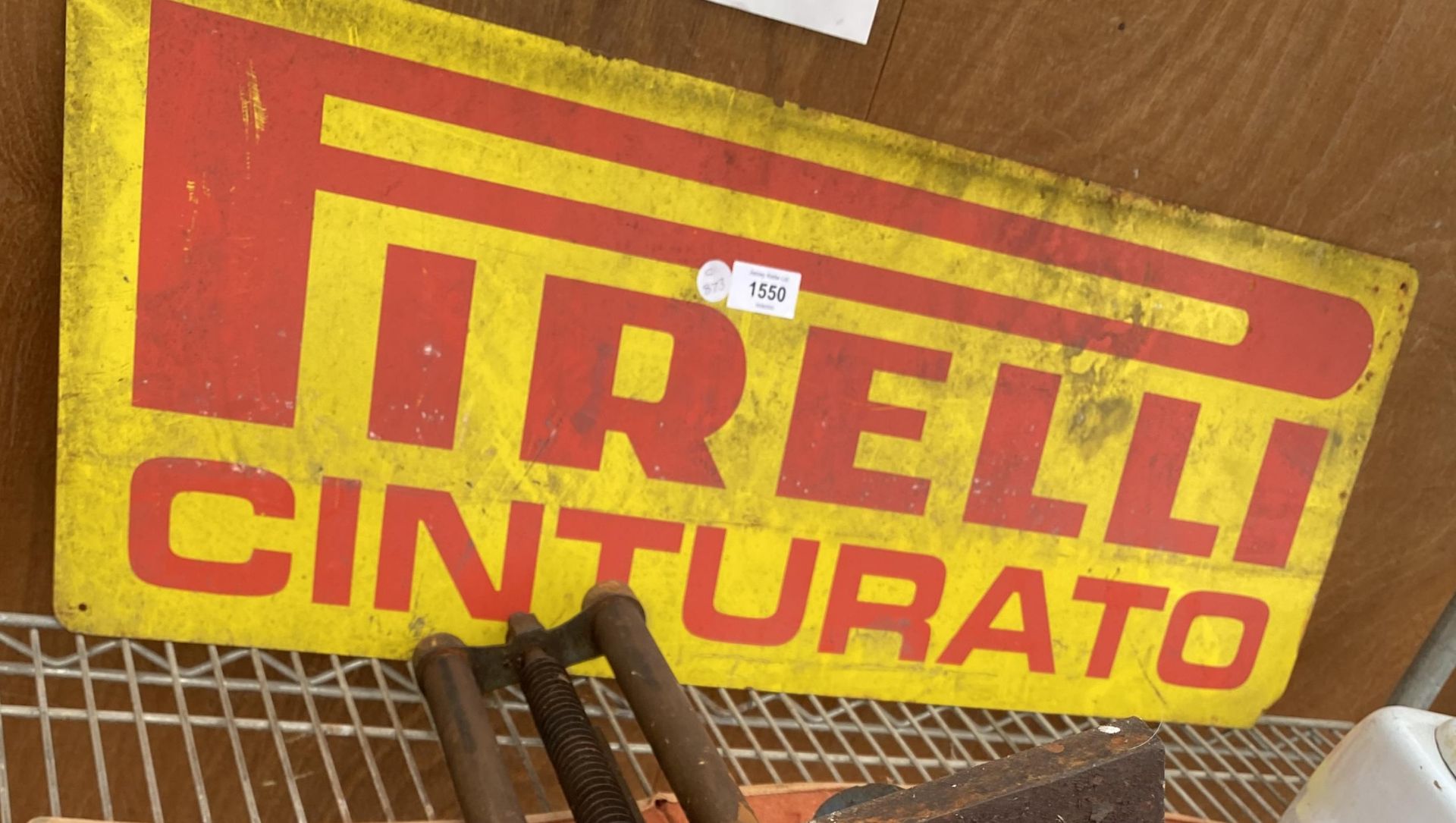 A BELIEVED ORIGINAL, TIN PIRELLI CINTURATO SIGN, LENGTH 76CM