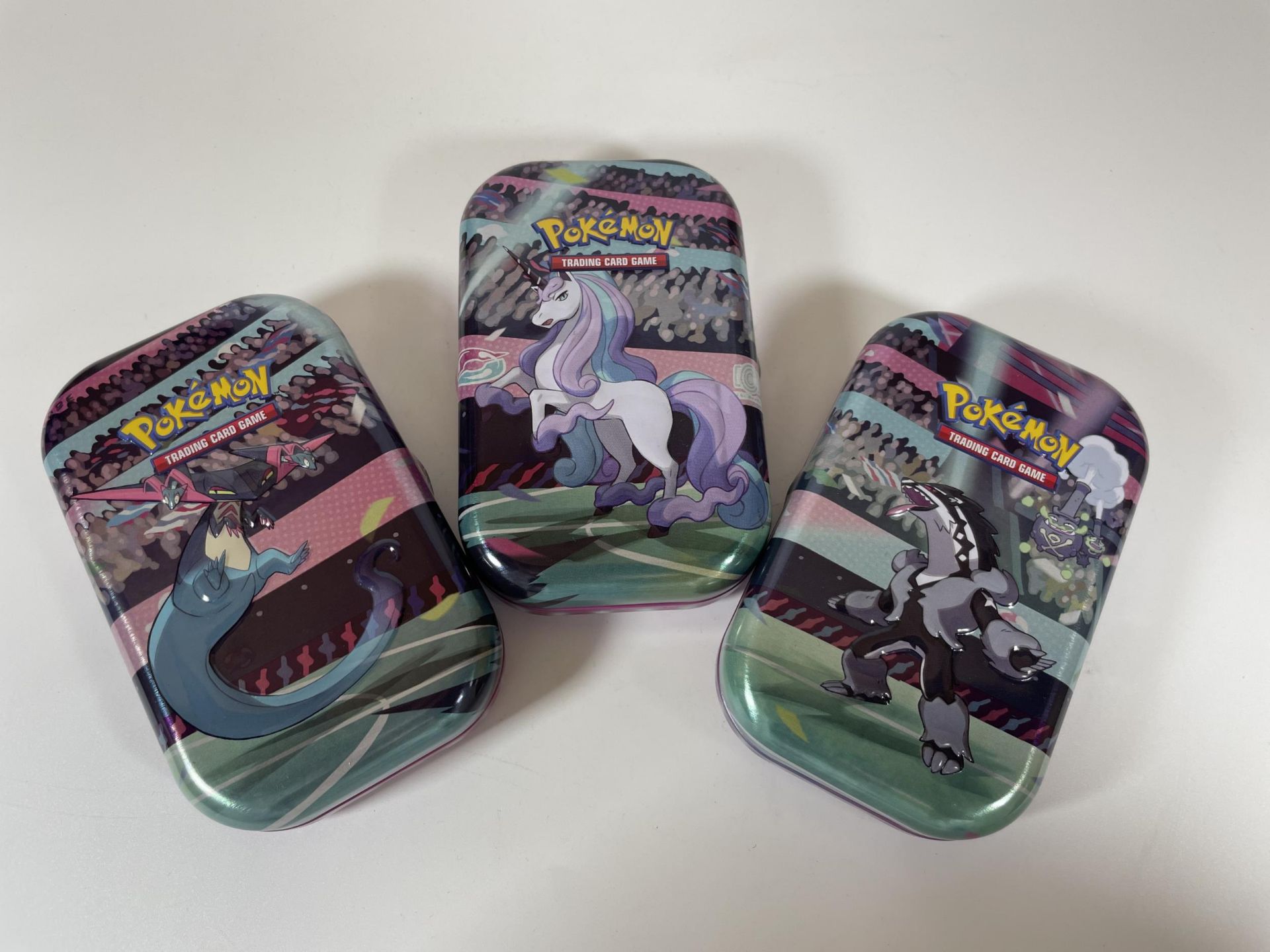 THREE TINS OF ASSORTED POKEMON CARDS, HOLOS ETC - Image 2 of 5