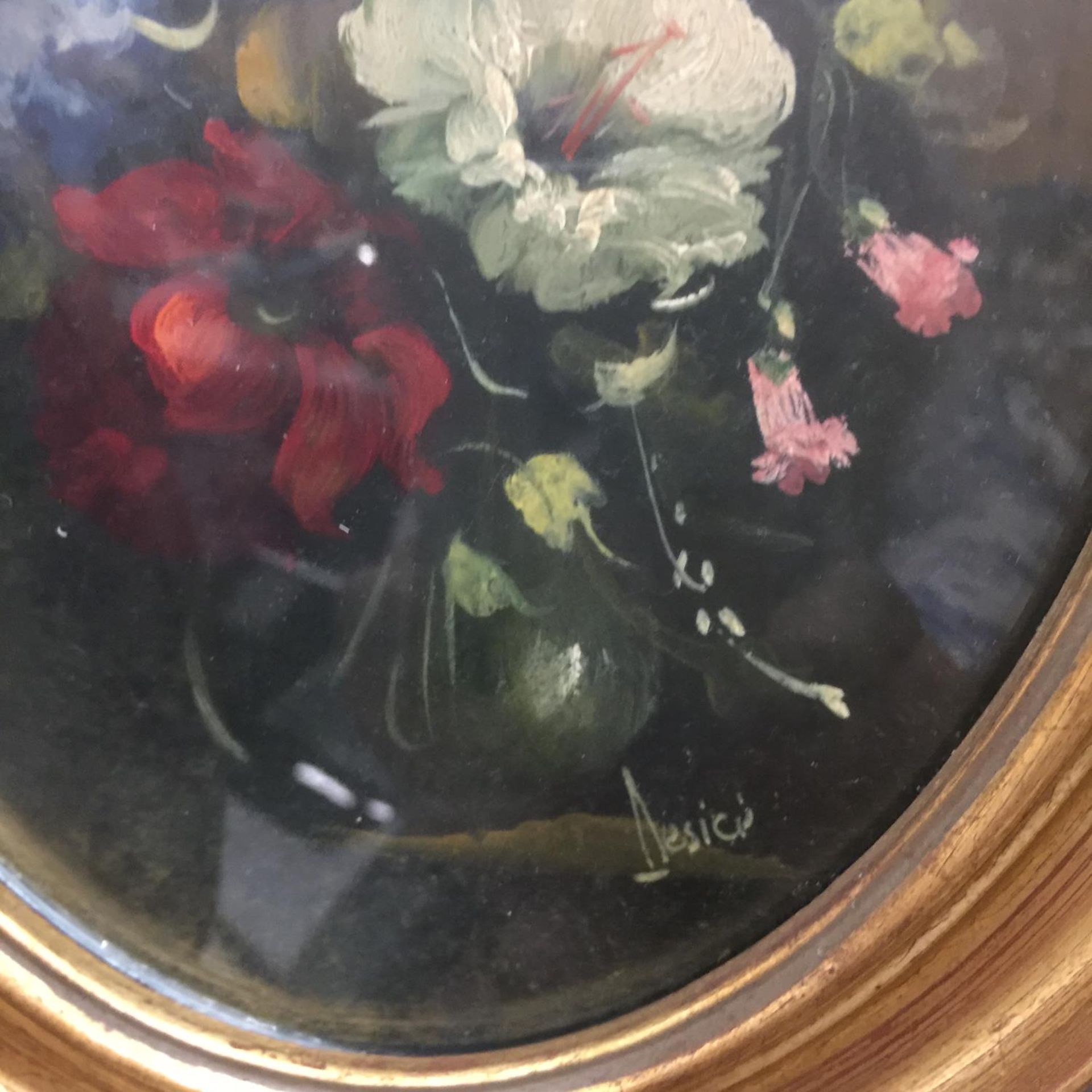 THREE STILL LIFE PRINTS OF FLOWERS IN OVAL GILT FRAMES - Image 3 of 4