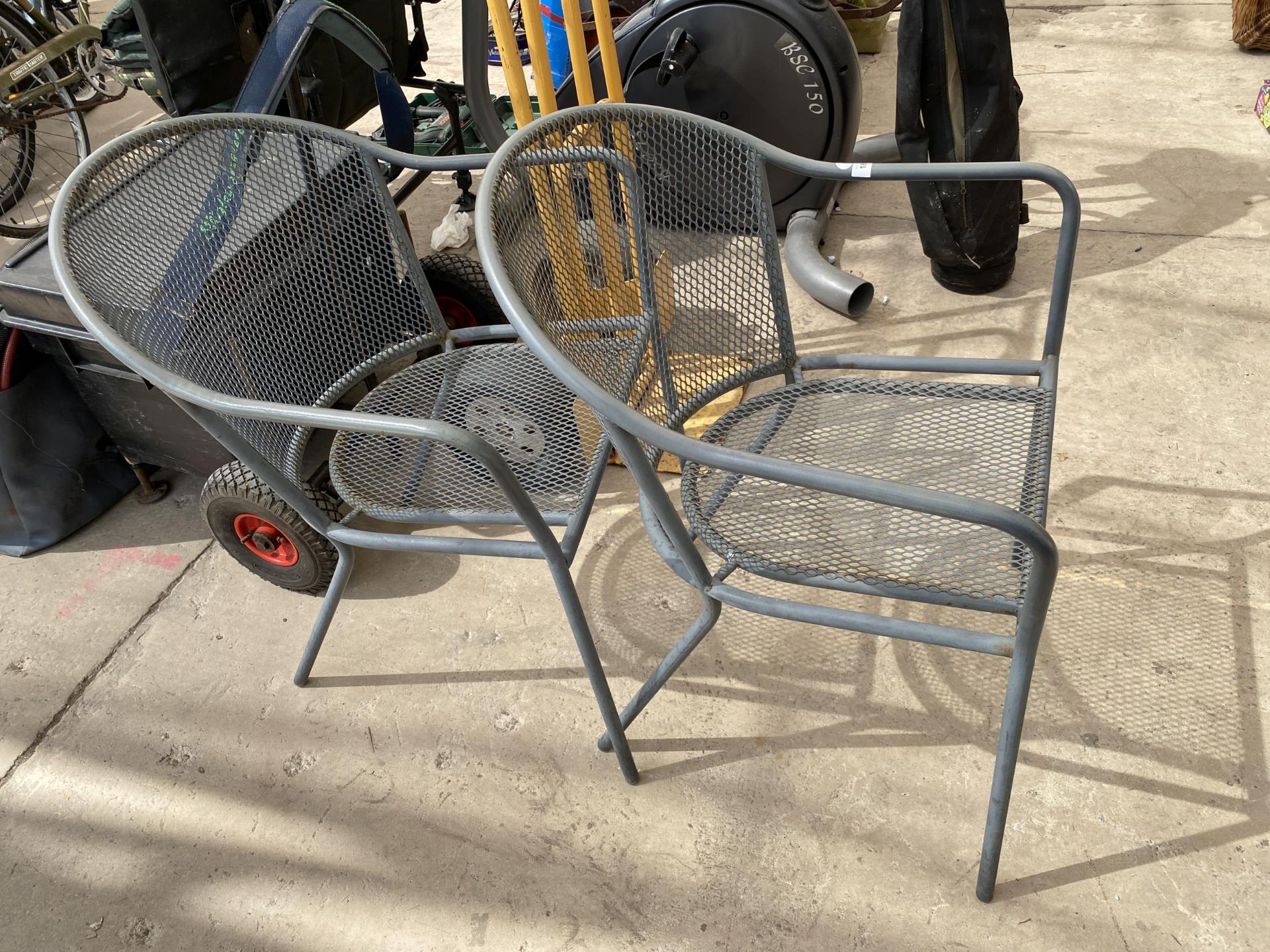 TWO METAL GARDEN BISTRO CHAIRS