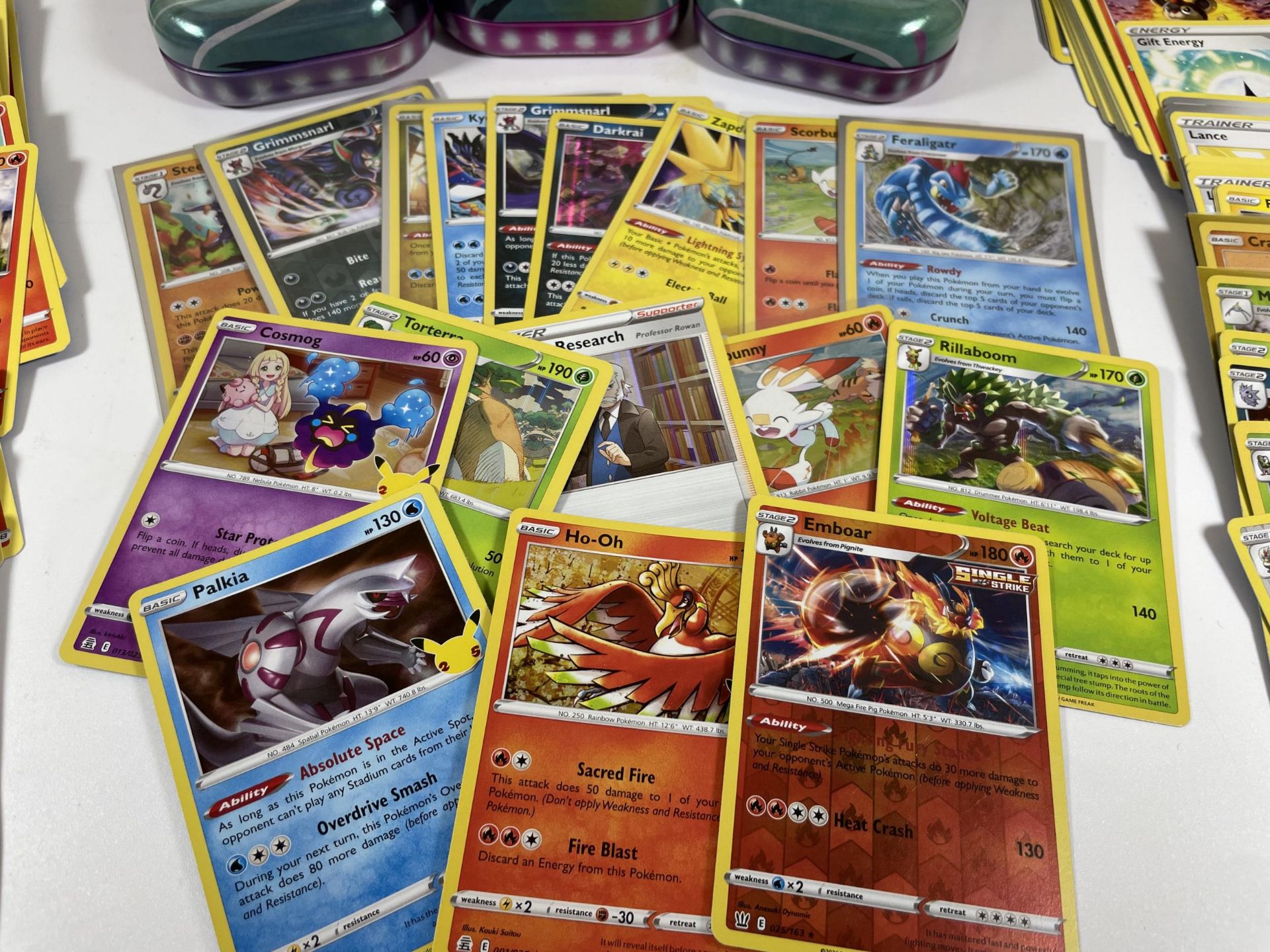 THREE TINS OF ASSORTED POKEMON CARDS, HOLOS ETC - Image 3 of 5
