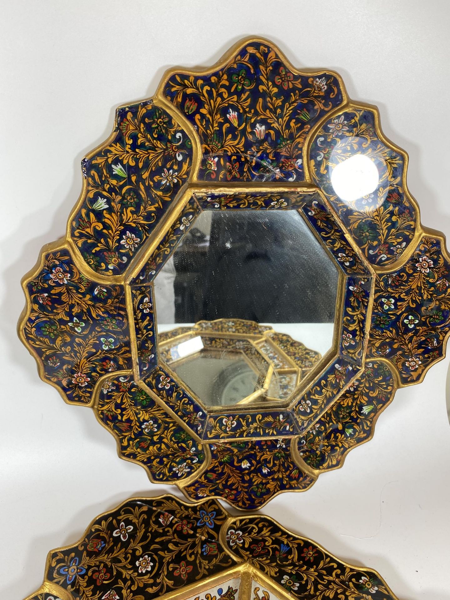 TWO MIDDLE EASTERN STYLE DECORATIVE PANELLED MIRRORS, LARGEST 59 X 46CM - Image 2 of 5