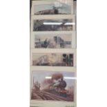 FIVE PRINTS OF STEAM ENGINES
