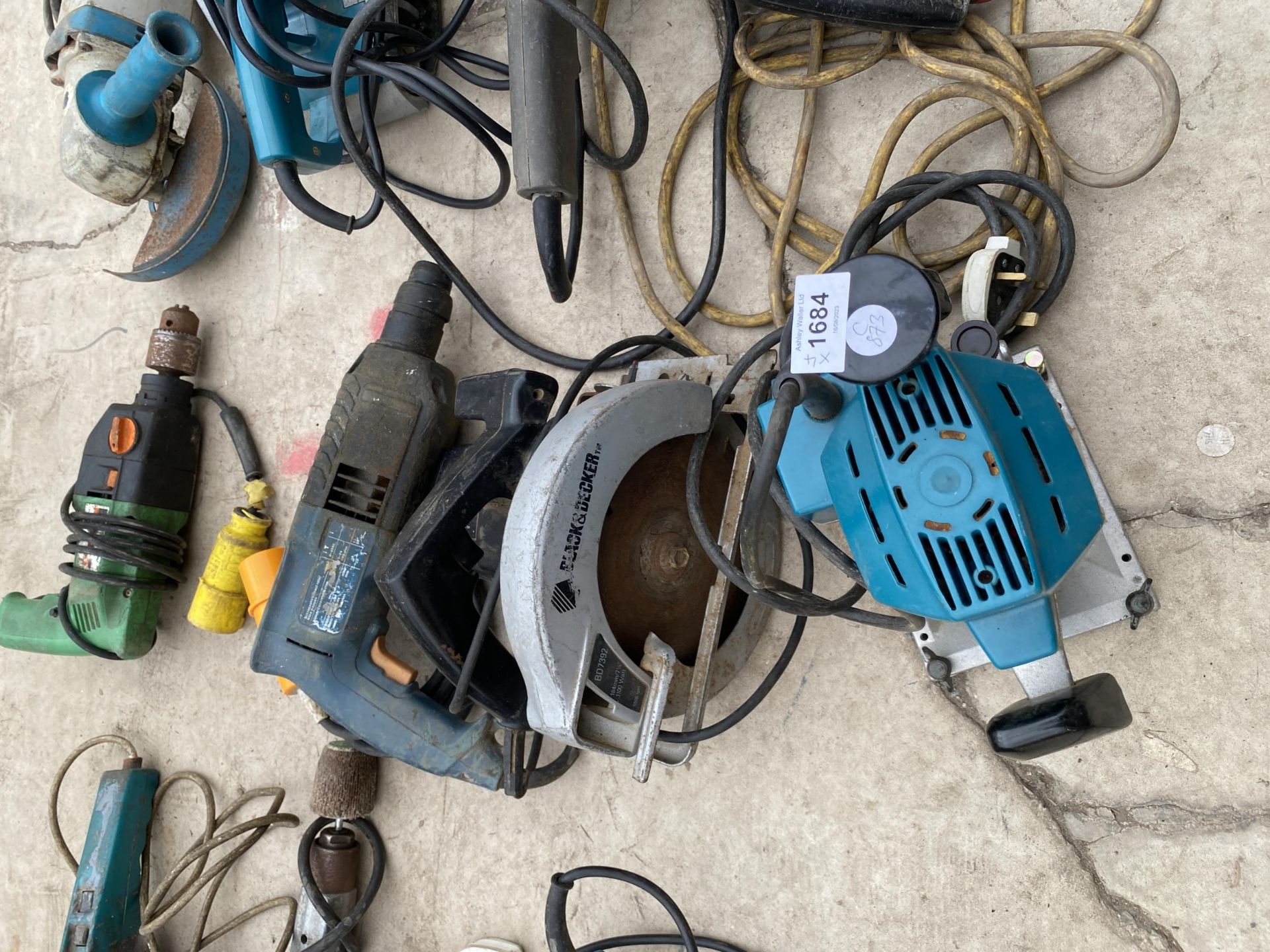 FOUR ASSORTED POWER TOOLS, BLACK AND DECKER SAW ETC