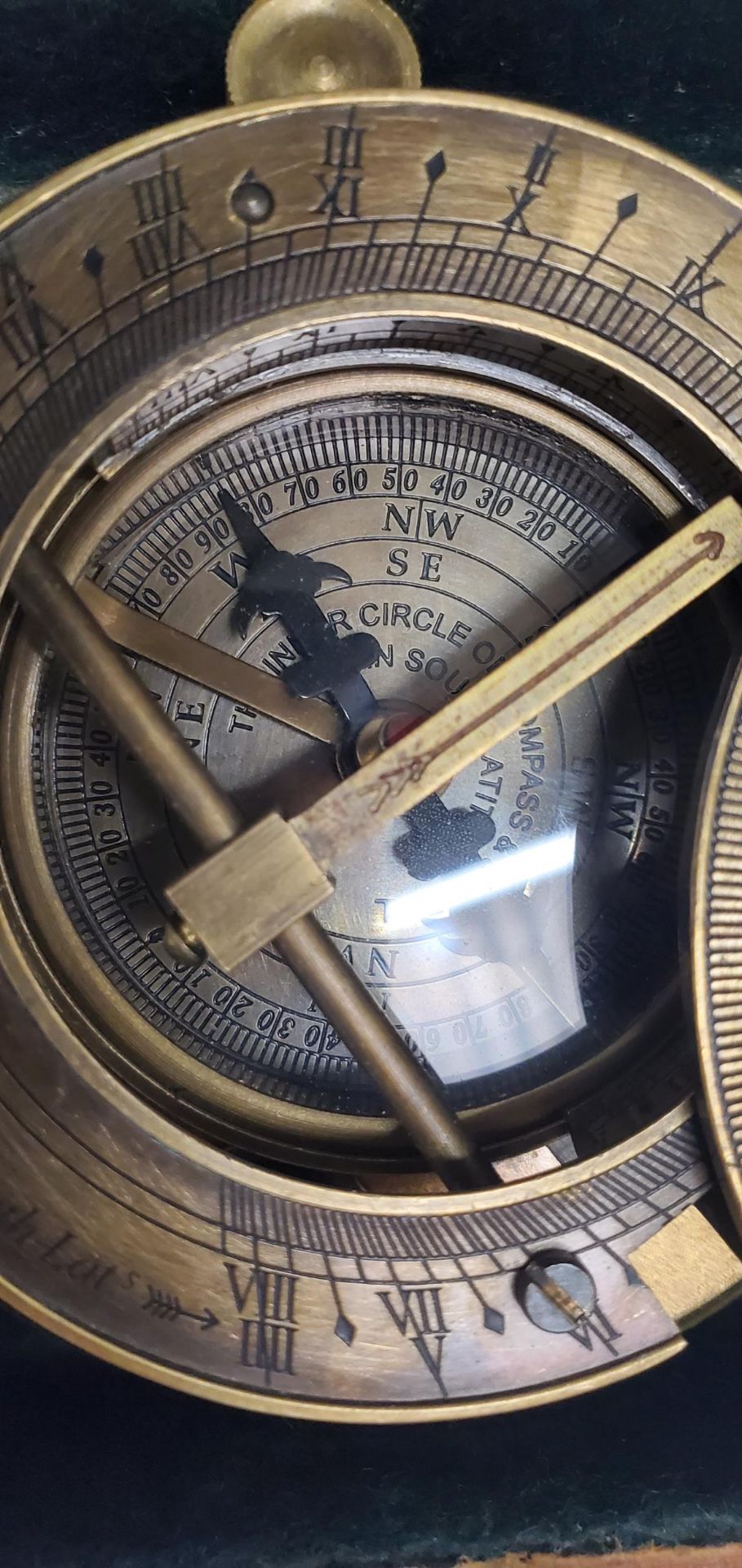 A BOXED BRASS SUNDIAL COMPASS - J H STEWARD - Image 4 of 5