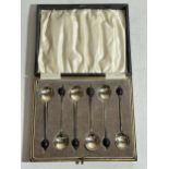 A CASED SET OF HALLMARKED SILVER COFFEE BEAN SPOONS