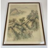 A CHINESE 20TH CENTURY FRAMED PRINT OF THE GREAT WALL OF CHINA, SIGNED, 46 X 36CM