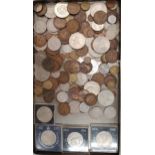 A COLLECTION OF PRE-DECIMAL COINS TO INCLUDE COMMEMORATIVE CROWNS, THREEPENNY BITS, PENNIES, ETC
