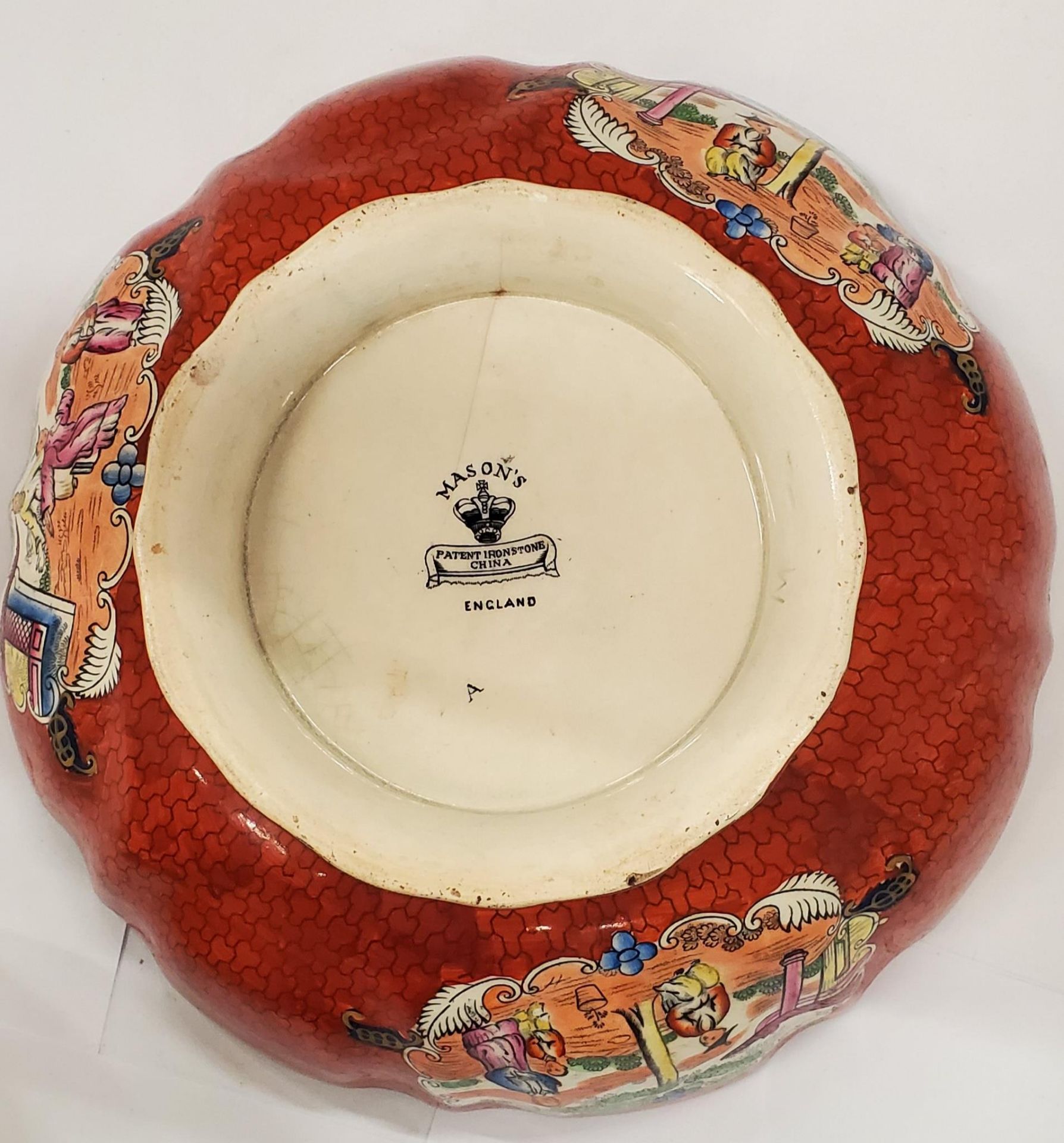 TWO LARGE BOWLS TO INCLUDE A MASON'S ORIENTAL PATTERNED AND A BURSLEY WARE 'DRAGON' - BOTH A/F - Image 4 of 9