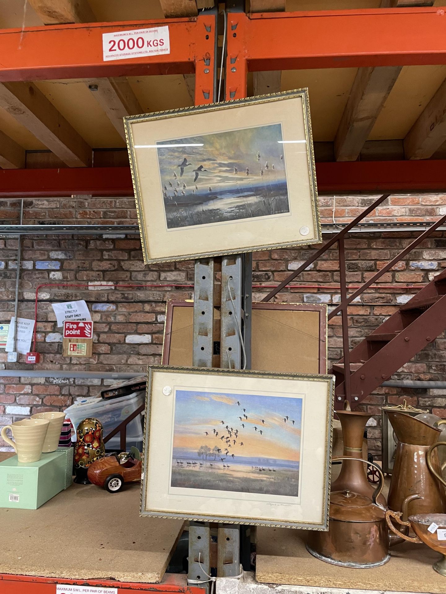 TWO GILT FRAMED PRINTS OF BIRDS IN FLIGHT