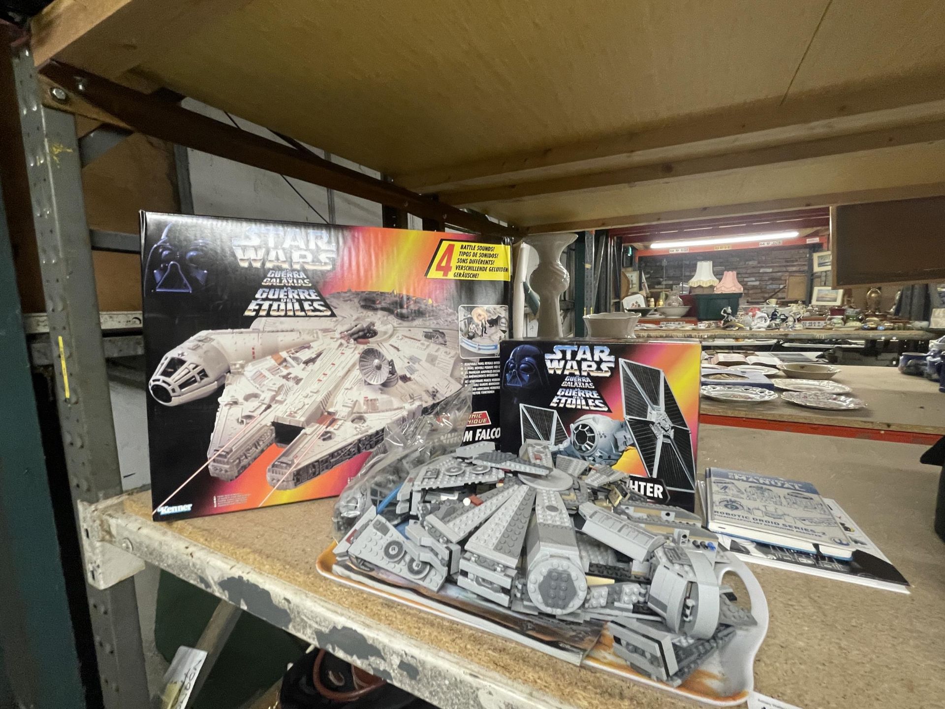 TWO BOXED STAR WARS TOY MODELS- MILLENIUM FALCON AND FIGHTER