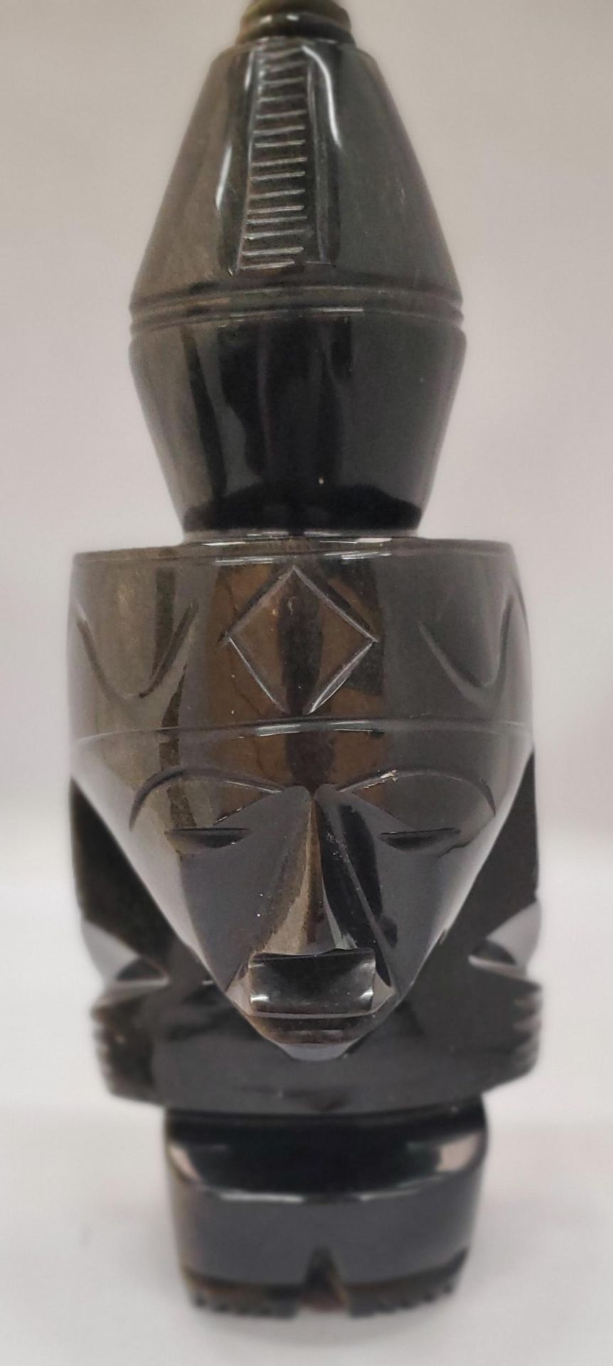 TWO BLACK OBSIDIAN AZTEC STYLE FIGURES, HEIGHT 22CM - Image 2 of 4