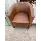 A VINTAGE CONTRACTS LEATHER TUB CHAIR