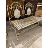 A VINTAGE METAL TWIN GARDEN SEAT