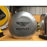 A CHROME BENTLEY PETROL CAN WITH BRASS TOP