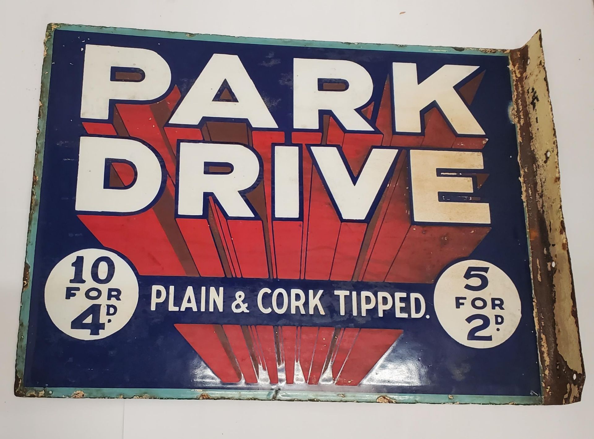 A VINTAGE DOUBLE SIDED PARK DRIVE ENAMEL SIGN - Image 4 of 5