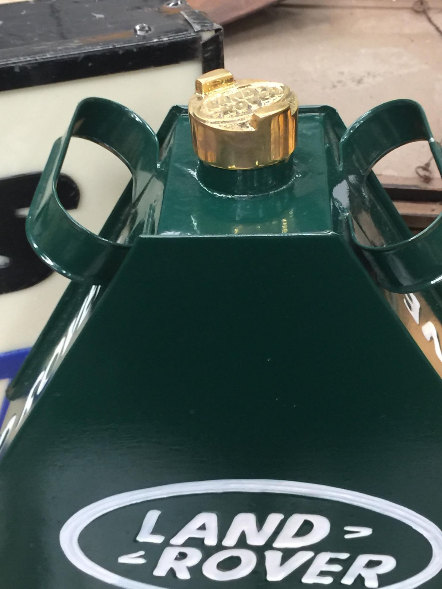 A GREEN METAL LAND ROVER PETROL CAN WITH BRASS TOP - Image 3 of 3