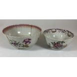 TWO 19TH CENTURY CHINESE FAMILLE ROSE BOWLS, LARGEST DIAMETER 14CM
