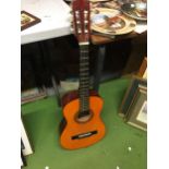 A VINTAGE WOODEN ACOUSTIC GUITAR