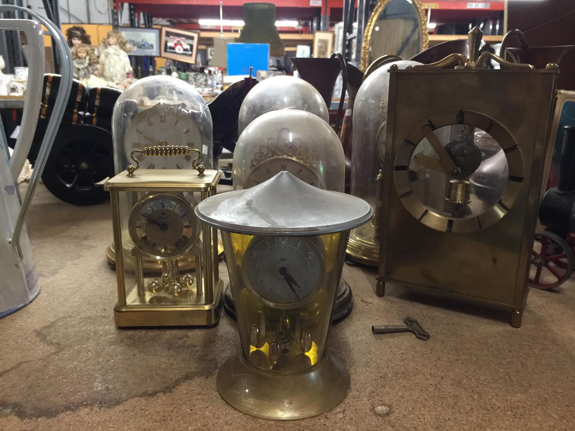 A COLLECTION OF VINTAGE CLOCKS, DOMED EXAMPLES ETC