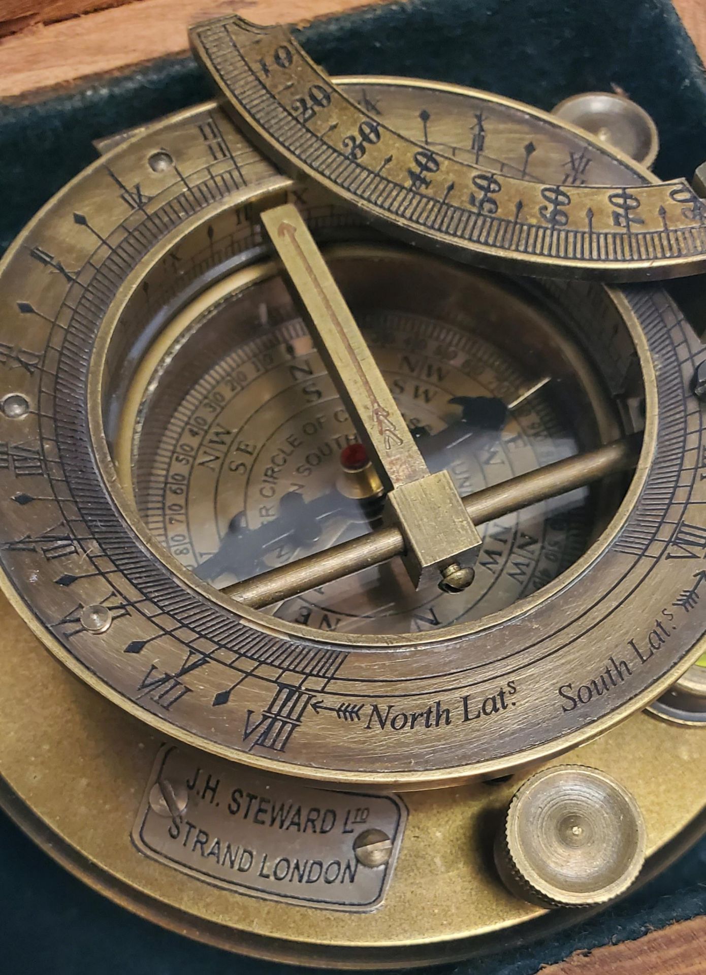 A BOXED BRASS SUNDIAL COMPASS - J H STEWARD - Image 2 of 5