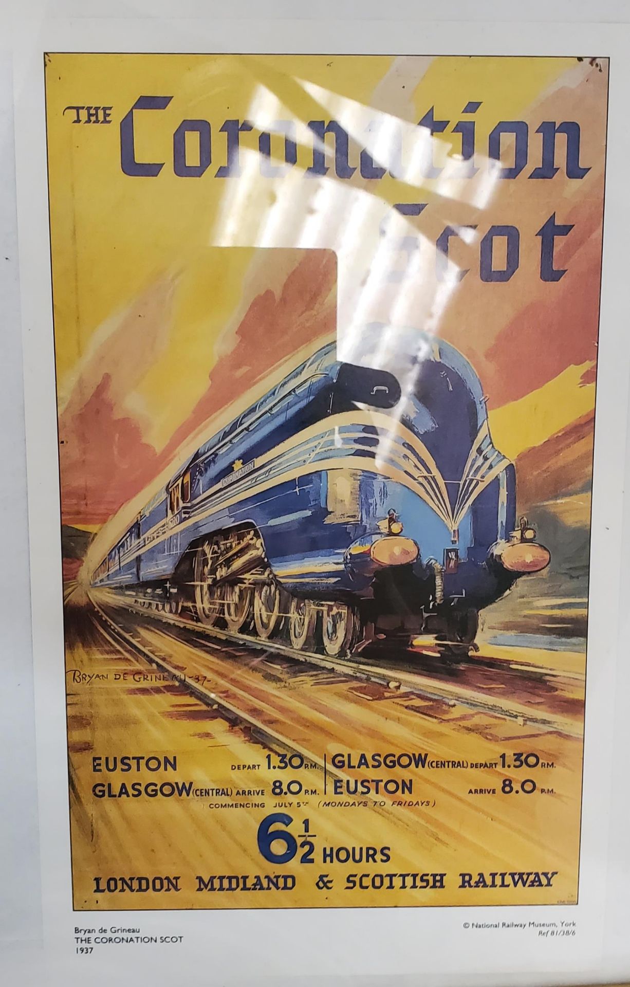 THREE VINTAGE STYLE RAILWAY THEMED POSTERS TO INCLUDE 'THE CORONTION SCOT', 'THE GOLDEN ARROW LTD' - Image 4 of 4