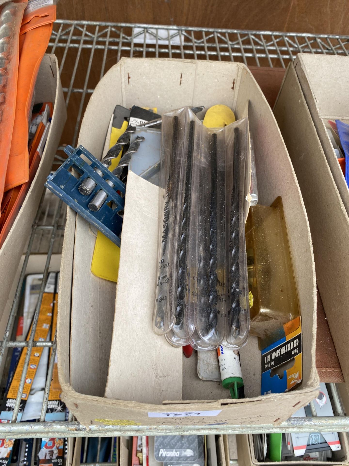 A BOX OF NEW OLD STOCK DRILL BITS ETC