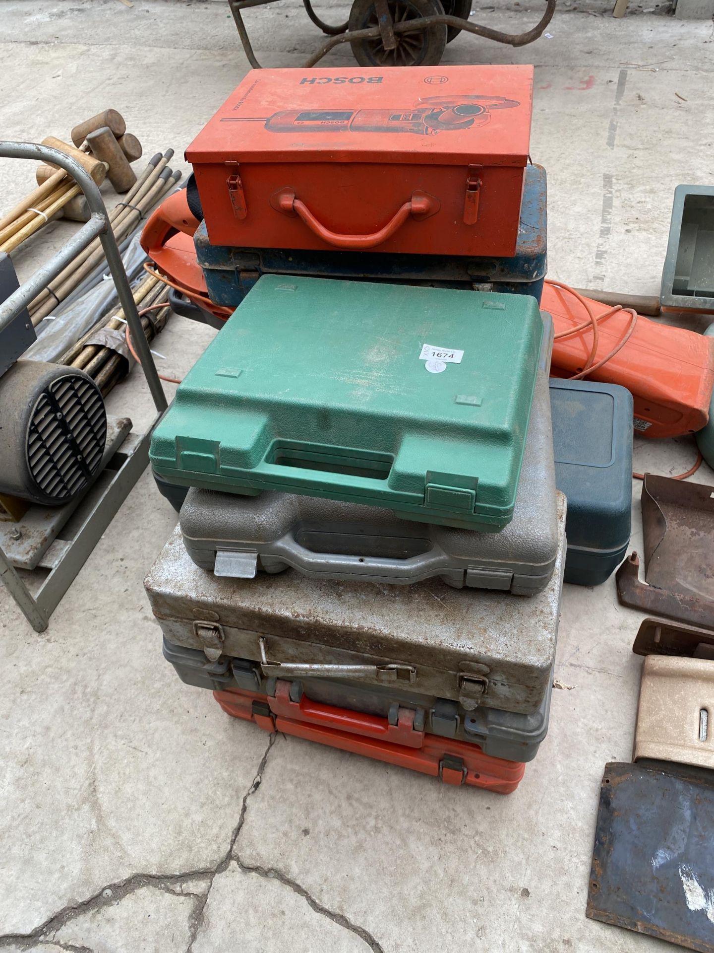 TEN ASSORTED POWER TOOL BOXES