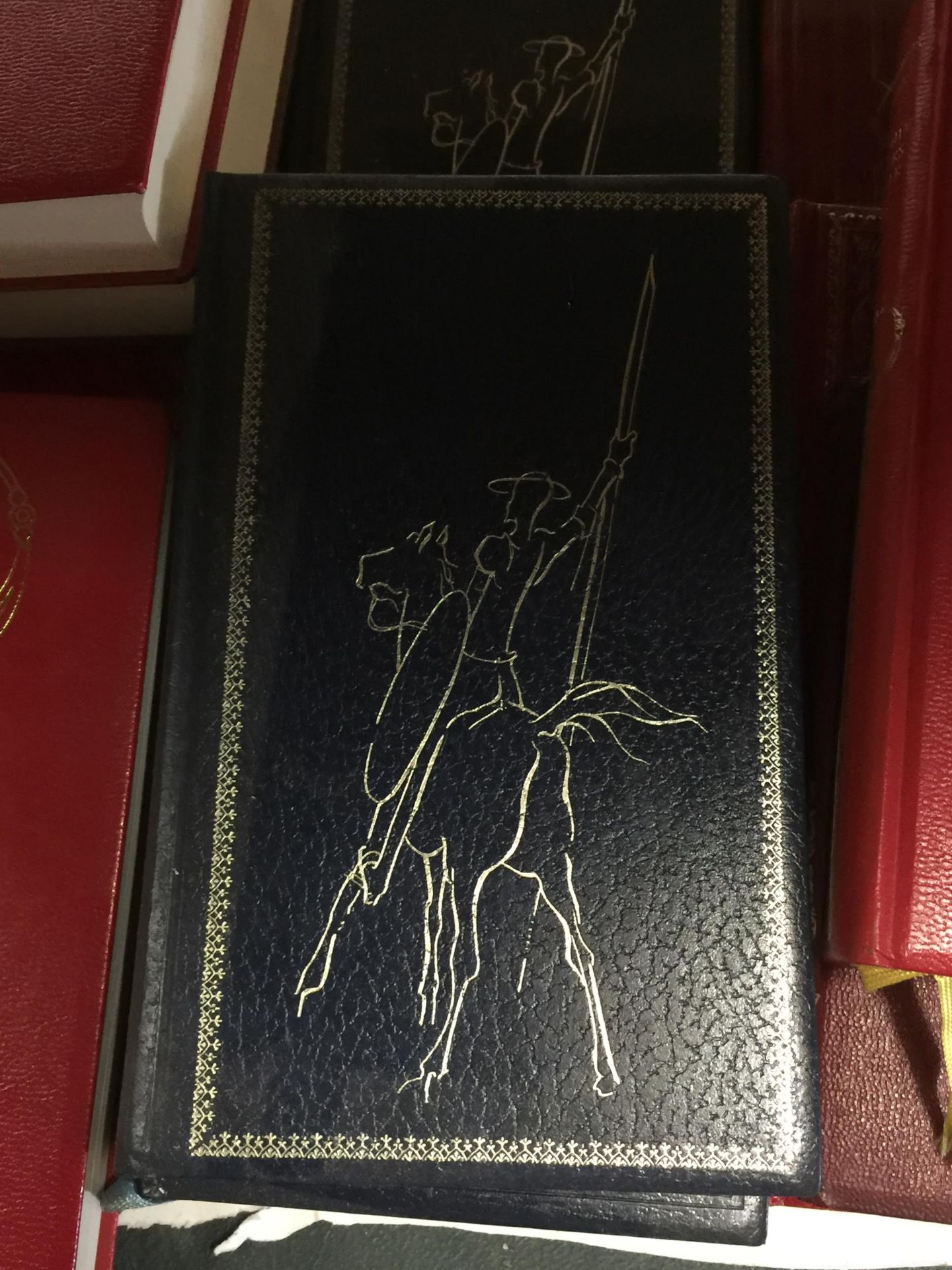 A COLLECTION OF GILT TOOLED BOOKS, DON QUIXOTE, SIR WALTER SCOTT NOVELS ETC - Image 2 of 6