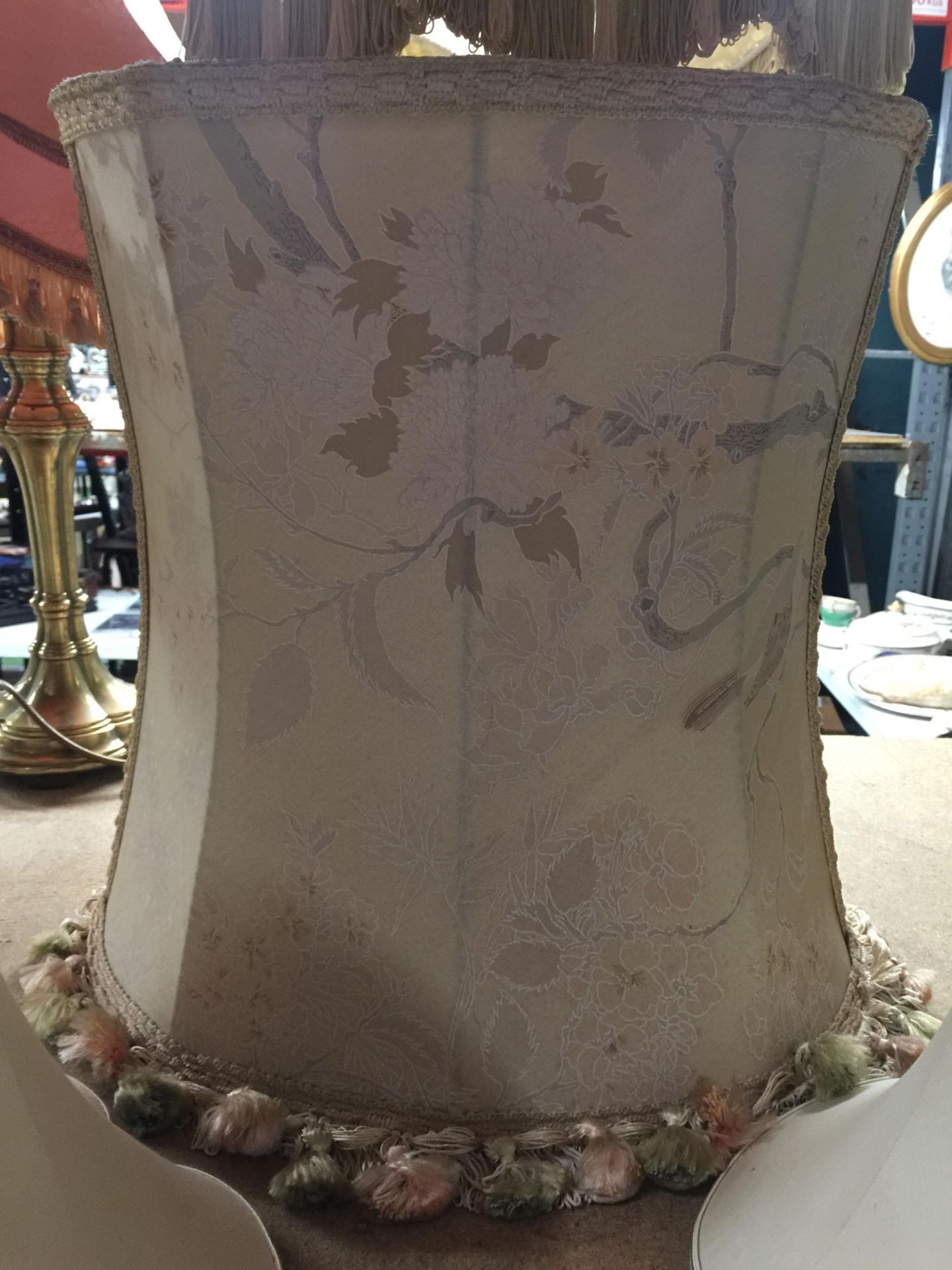 TWO SILK LAMP SHADES TOGETHER WITH LARGER EXAMPLE - Image 2 of 2