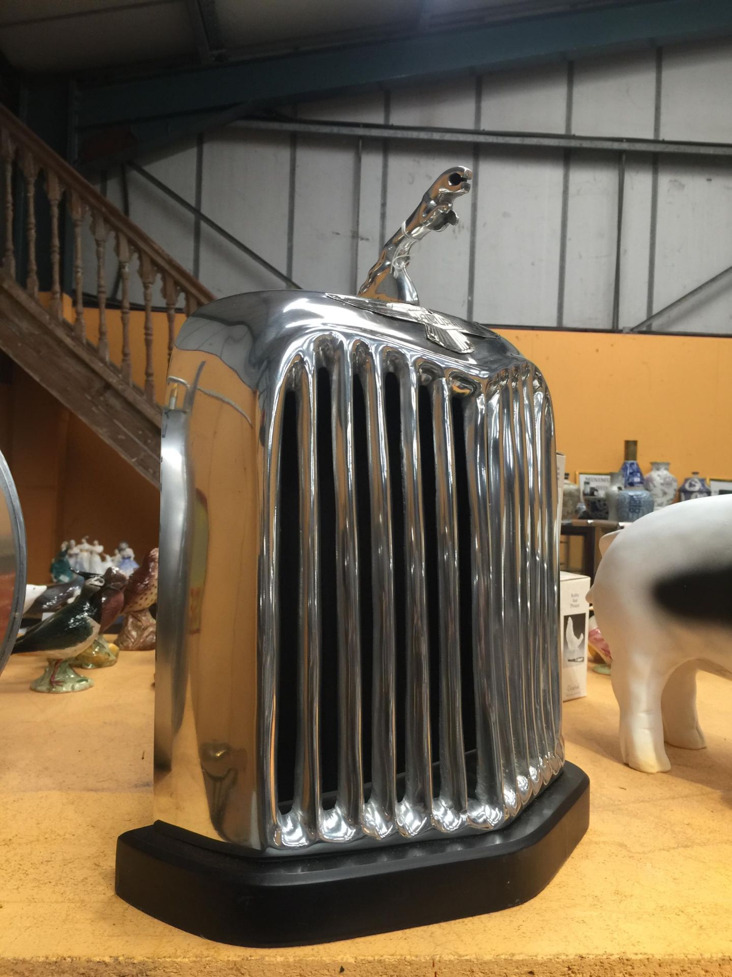 A CHROME STYLE JAGUAR RADIATOR ON BASE - Image 3 of 3