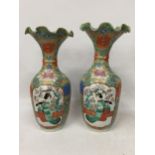 A LARGE PAIR OF JAPANESE MEIJI PERIOD (1868-1912) WITH ENAMELLED DESIGN AND FIGURES IN PANELS