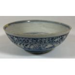 A BELIEVED MING DYNASTY CHINESE BLUE AND WHITE PORCELAIN BOWL, SIX CHARACTER MARK TO BASE DIAMETER