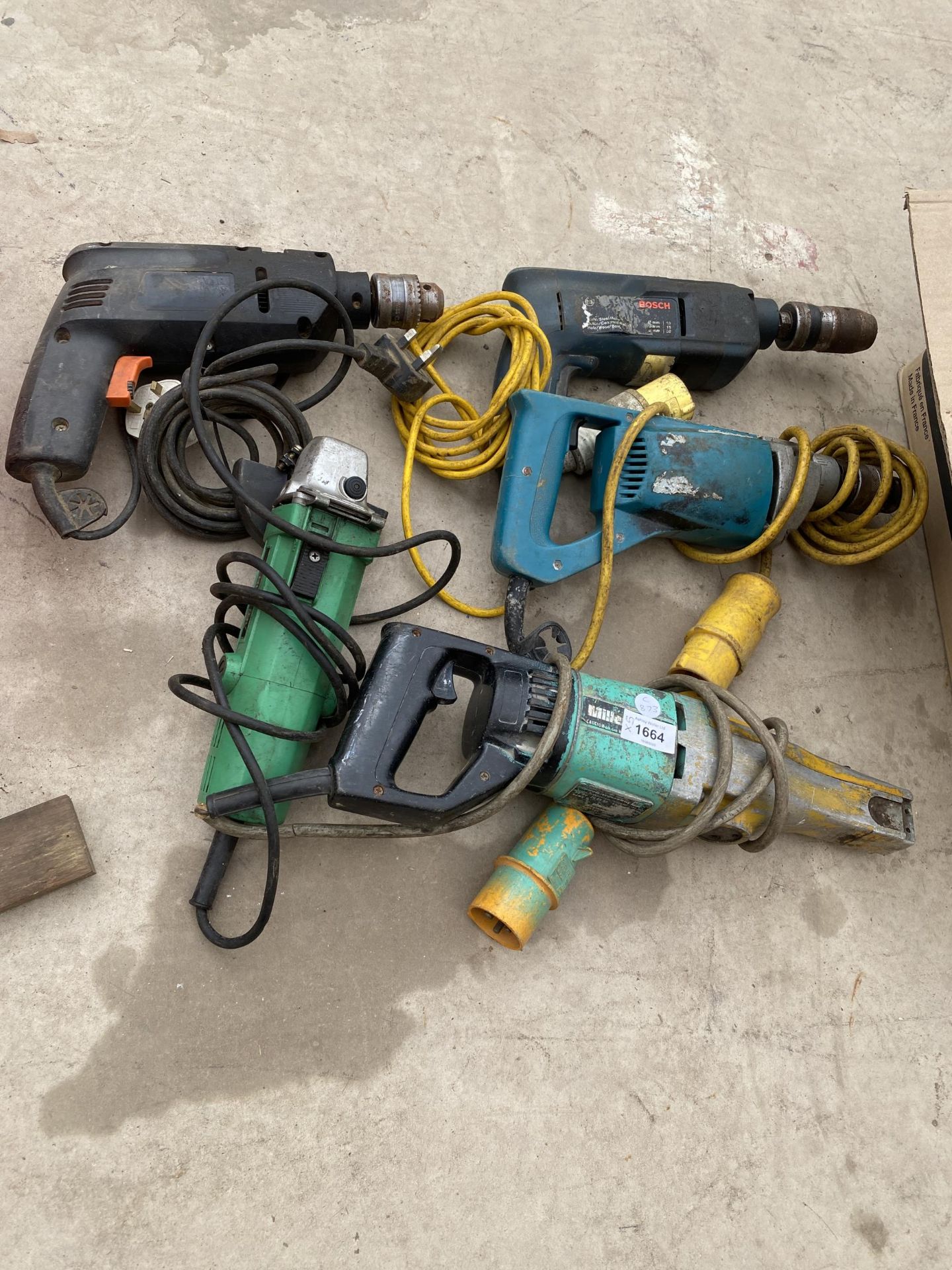 FIVE ASSORTED POWER TOOL DRILLS ETC