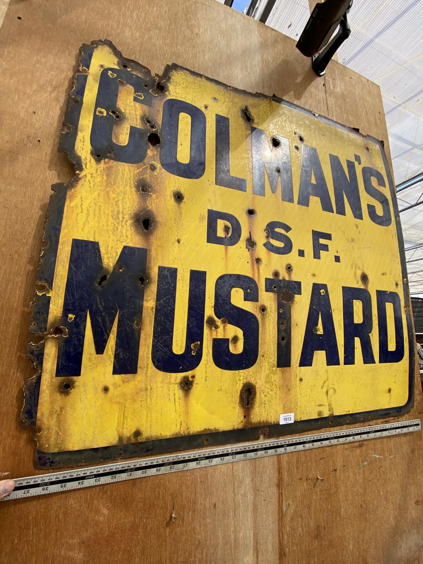 A BELIEVED ORIGINAL ENAMEL COLMANS MUSTARD SIGN (96CM x 91CM) - Image 3 of 4