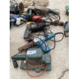 FIVE ASSORTED POWER TOOLS, DRILLS ETC